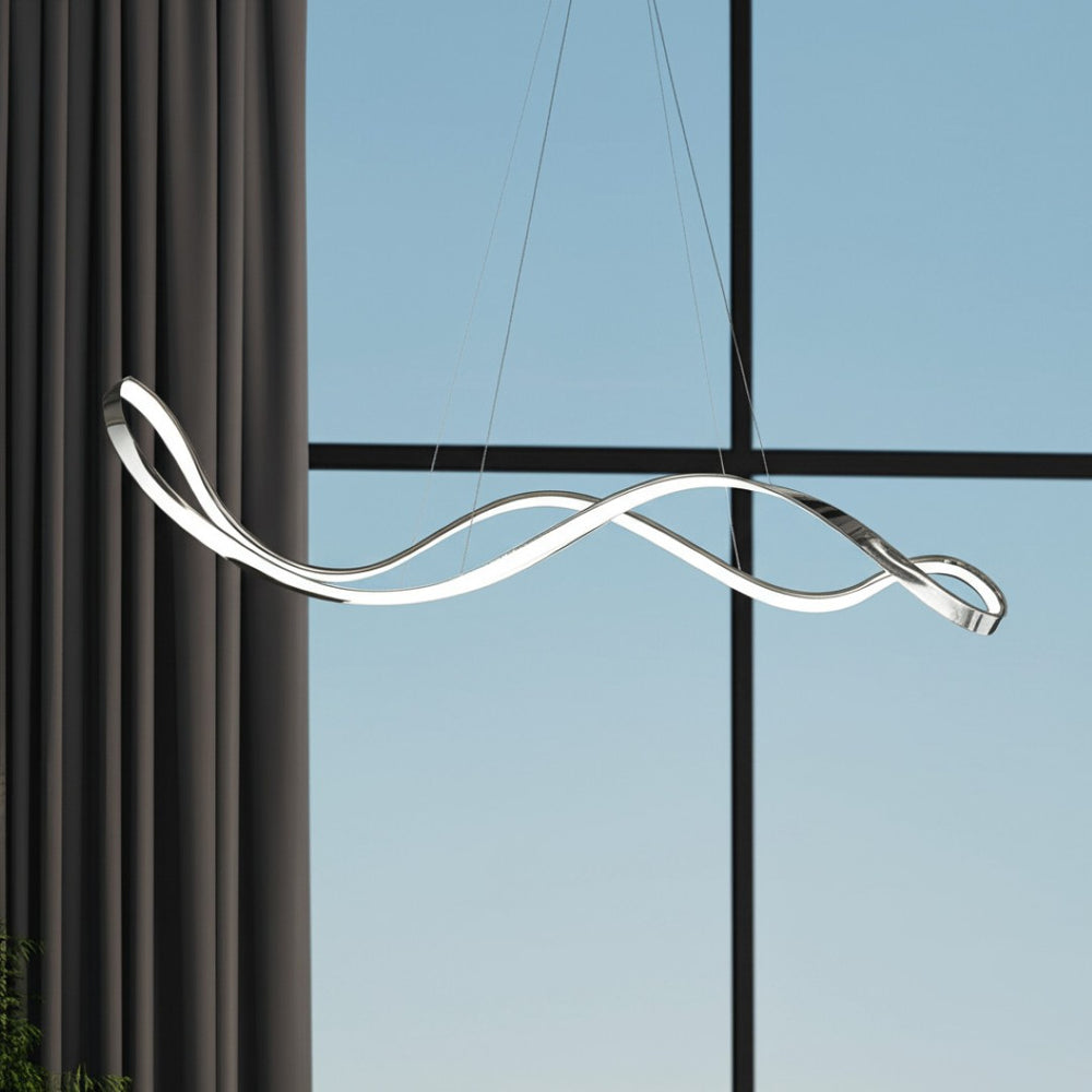 HomeRoots Silver Modern LED Dimmable Chandelier - Unique Sculptural Design for Stylish Spaces & Adjustable Brightness 558606