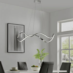 HomeRoots Silver Modern LED Dimmable Chandelier - Unique Sculptural Design for Stylish Spaces & Adjustable Brightness 558606