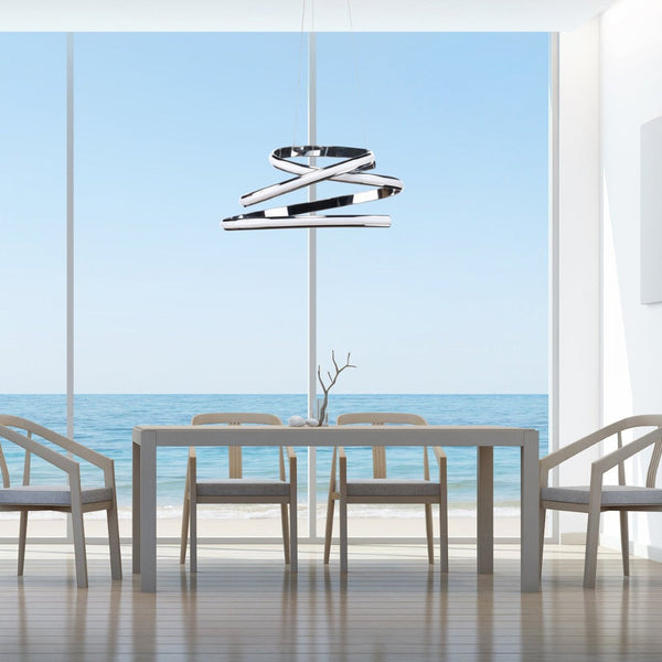 HomeRoots Silver Metal LED Dimmable Chandelier - Modern Elegance for Any Space, Energy-Efficient & Adjustable 558607