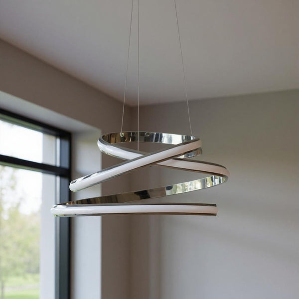 HomeRoots Silver Metal LED Dimmable Chandelier - Modern Elegance for Any Space, Energy-Efficient & Adjustable 558607