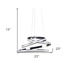 HomeRoots Silver Metal LED Dimmable Chandelier - Modern Elegance for Any Space, Energy-Efficient & Adjustable 558607