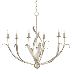 Menefee Silver Chandelier - Elegant Wrought Iron Light Fixture with Nature-Inspired Design & Finish