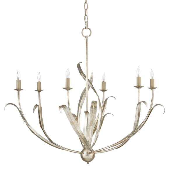 Menefee Silver Chandelier - Elegant Wrought Iron Light Fixture with Nature-Inspired Design & Finish
