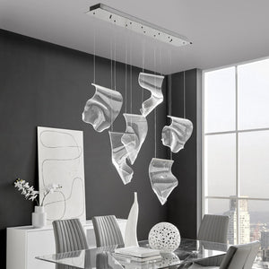 HomeRoots Silver Six-Light LED Dimmable Chandelier with Clear Shades - Modern Elegance for Any Room Decor 558609