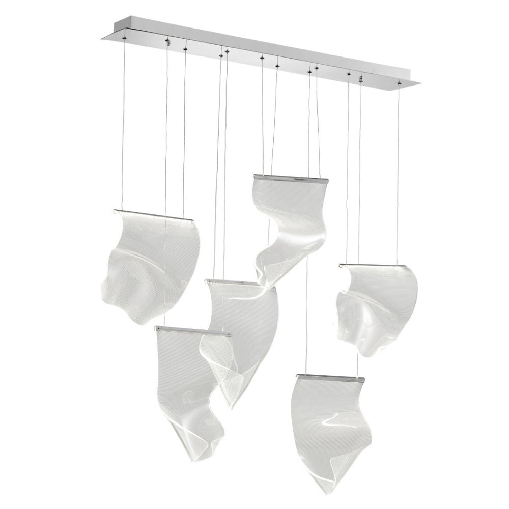HomeRoots Silver Six-Light LED Dimmable Chandelier with Clear Shades - Modern Elegance for Any Room Decor 558609