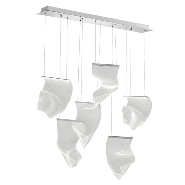 HomeRoots Silver Six-Light LED Dimmable Chandelier with Clear Shades - Modern Elegance for Any Room Decor 558609