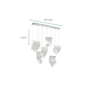 HomeRoots Silver Six-Light LED Dimmable Chandelier with Clear Shades - Modern Elegance for Any Room Decor 558609