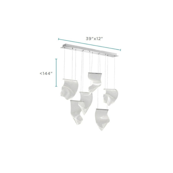 HomeRoots Silver Six-Light LED Dimmable Chandelier with Clear Shades - Modern Elegance for Any Room Decor 558609