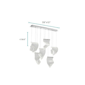 HomeRoots Silver Six-Light LED Dimmable Chandelier with Clear Shades - Modern Elegance for Any Room Decor 558609