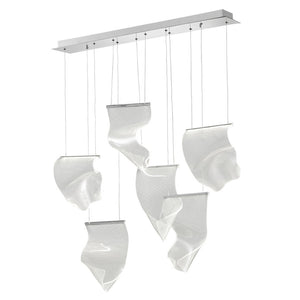 HomeRoots Silver Six-Light LED Dimmable Chandelier with Clear Shades - Modern Elegance for Any Room Decor 558609