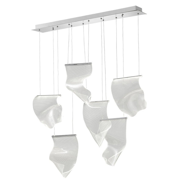 HomeRoots Silver Six-Light LED Dimmable Chandelier with Clear Shades - Modern Elegance for Any Room Decor 558609