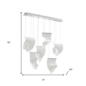 HomeRoots Silver Six-Light LED Dimmable Chandelier with Clear Shades - Modern Elegance for Any Room Decor 558609