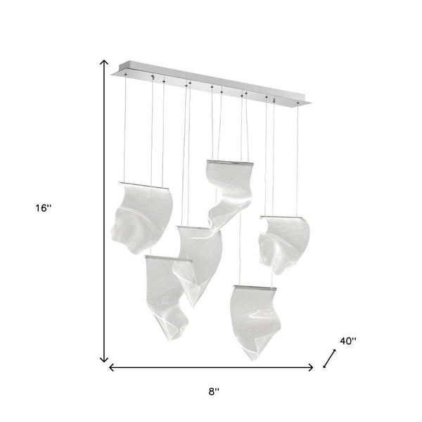HomeRoots Silver Six-Light LED Dimmable Chandelier with Clear Shades - Modern Elegance for Any Room Decor 558609
