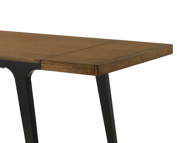 English Elm Hillary Walnut & Black Dining Table with 2 Leaves — 35"D x 59–83"W, 18mm Top, Rubberwood/MDF Veneer B2726P303028