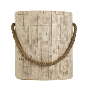 English Elm Outdoor Mgo Cylindrical Side Table Whitewashed Rustic Coastal Farmhouse Accent N765P382583W