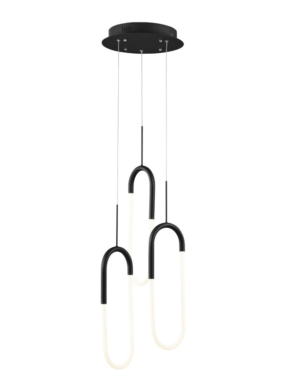 HomeRoots Black Modern Three-Light LED Chandelier - Smart Dimmable Fixture for Stylish Home Illumination 558611