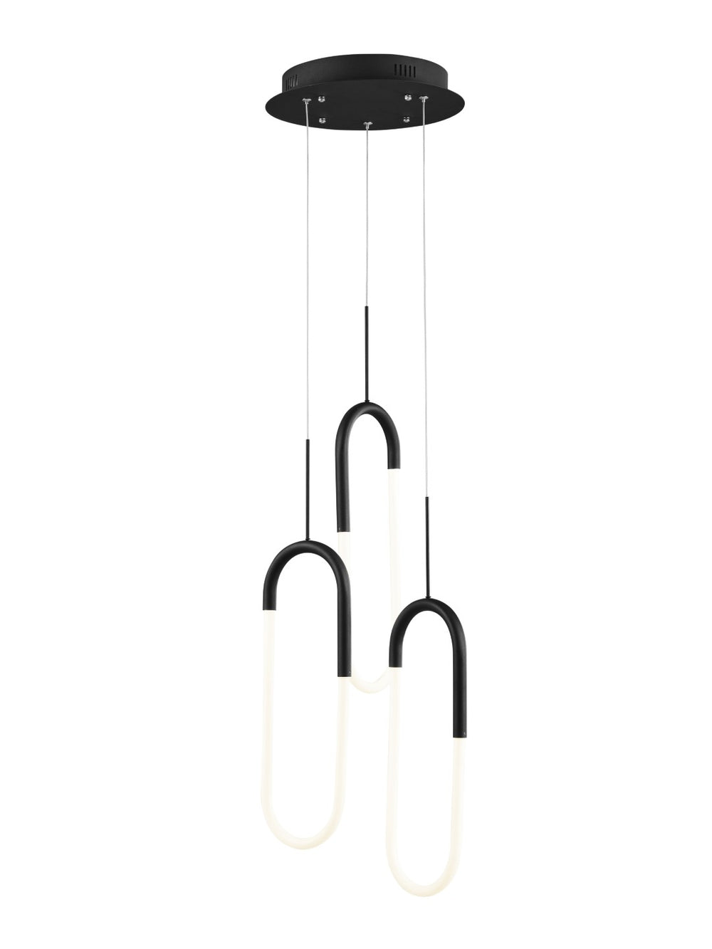 HomeRoots Black Modern Three-Light LED Chandelier - Smart Dimmable Fixture for Stylish Home Illumination 558611