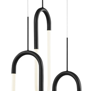 HomeRoots Black Modern Three-Light LED Chandelier - Smart Dimmable Fixture for Stylish Home Illumination 558611