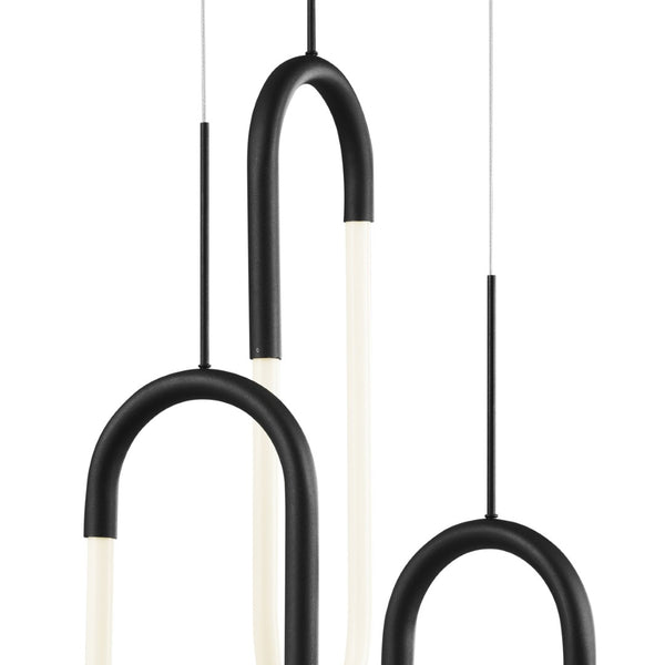 HomeRoots Black Modern Three-Light LED Chandelier - Smart Dimmable Fixture for Stylish Home Illumination 558611