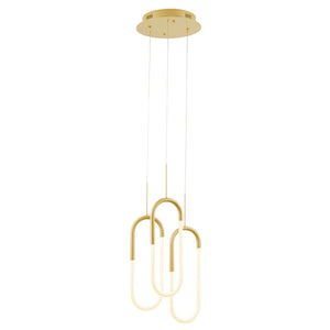 HomeRoots Gold LED Dimmable Smart Chandelier - Elegant Three-Light Tiered Design for Modern Interiors 558612