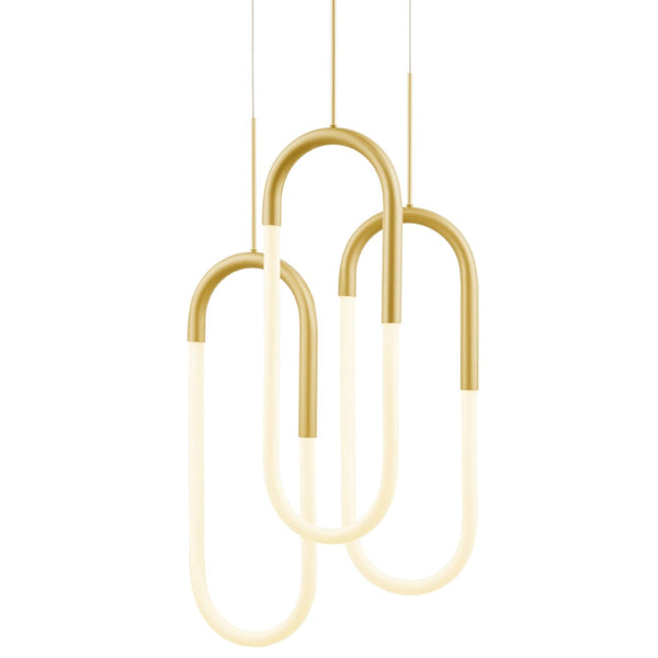 HomeRoots Gold LED Dimmable Smart Chandelier - Elegant Three-Light Tiered Design for Modern Interiors 558612