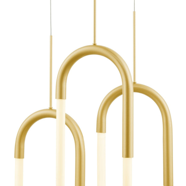 HomeRoots Gold LED Dimmable Smart Chandelier - Elegant Three-Light Tiered Design for Modern Interiors 558612