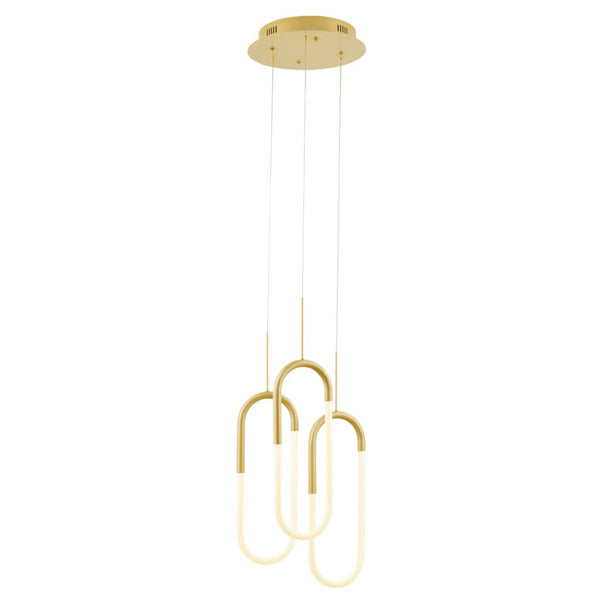 HomeRoots Gold LED Dimmable Smart Chandelier - Elegant Three-Light Tiered Design for Modern Interiors 558612
