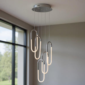 HomeRoots Silver Modern Five-Light Dimmable LED Chandelier – Smart Enabled, Energy-Efficient Home Lighting Fixture 558613