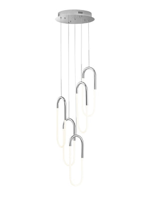 HomeRoots Silver Modern Five-Light Dimmable LED Chandelier – Smart Enabled, Energy-Efficient Home Lighting Fixture 558613