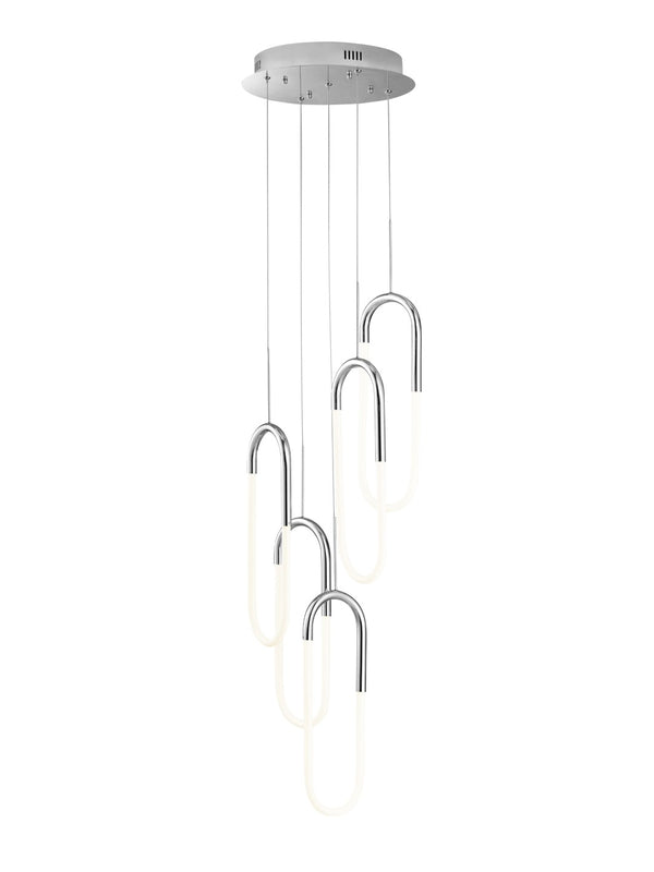 HomeRoots Silver Modern Five-Light Dimmable LED Chandelier – Smart Enabled, Energy-Efficient Home Lighting Fixture 558613