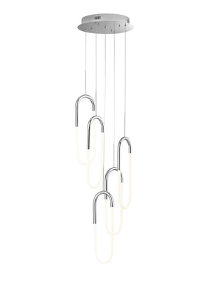 HomeRoots Silver Modern Five-Light Dimmable LED Chandelier – Smart Enabled, Energy-Efficient Home Lighting Fixture 558613