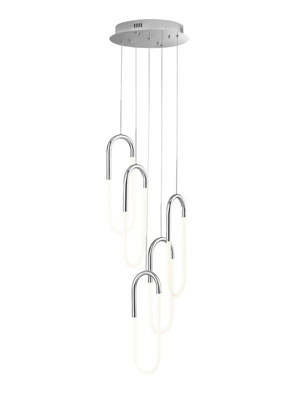 HomeRoots Silver Modern Five-Light Dimmable LED Chandelier – Smart Enabled, Energy-Efficient Home Lighting Fixture 558613