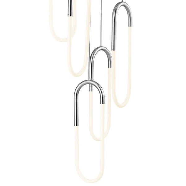 HomeRoots Silver Modern Five-Light Dimmable LED Chandelier – Smart Enabled, Energy-Efficient Home Lighting Fixture 558613