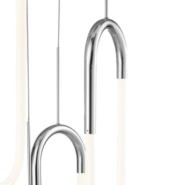 HomeRoots Silver Modern Five-Light Dimmable LED Chandelier – Smart Enabled, Energy-Efficient Home Lighting Fixture 558613
