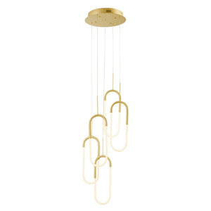 HomeRoots Gold Elegant LED Dimmable Smart Chandelier - Modern 5-Light Fixture for Stylish Home Lighting Solutions 558615
