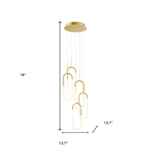 HomeRoots Gold Elegant LED Dimmable Smart Chandelier - Modern 5-Light Fixture for Stylish Home Lighting Solutions 558615