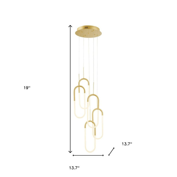 HomeRoots Gold Elegant LED Dimmable Smart Chandelier - Modern 5-Light Fixture for Stylish Home Lighting Solutions 558615