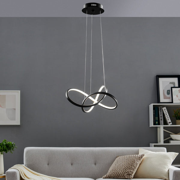 HomeRoots Black Metal LED Dimmable Chandelier - Modern Adjustable Fixture for Stylish Illumination in Any Space 558618