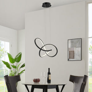 HomeRoots Black Metal LED Dimmable Chandelier - Modern Adjustable Fixture for Stylish Illumination in Any Space 558618