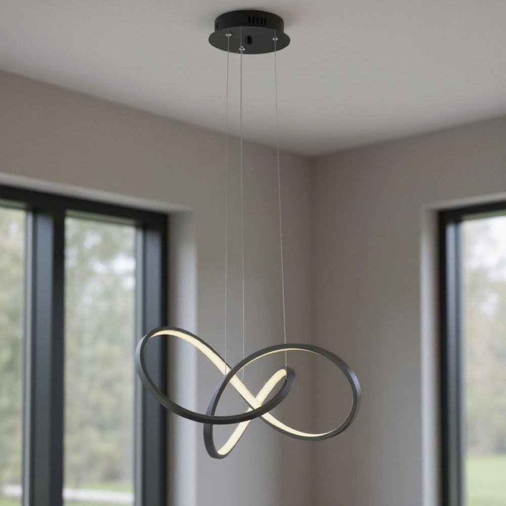 HomeRoots Black Metal LED Dimmable Chandelier - Modern Adjustable Fixture for Stylish Illumination in Any Space 558618