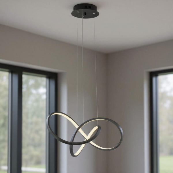 HomeRoots Black Metal LED Dimmable Chandelier - Modern Adjustable Fixture for Stylish Illumination in Any Space 558618