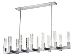 HomeRoots Silver Candle-Style Twelve-Light Chandelier with Dimmable Clear Shades for Elegant Home Illumination 558621