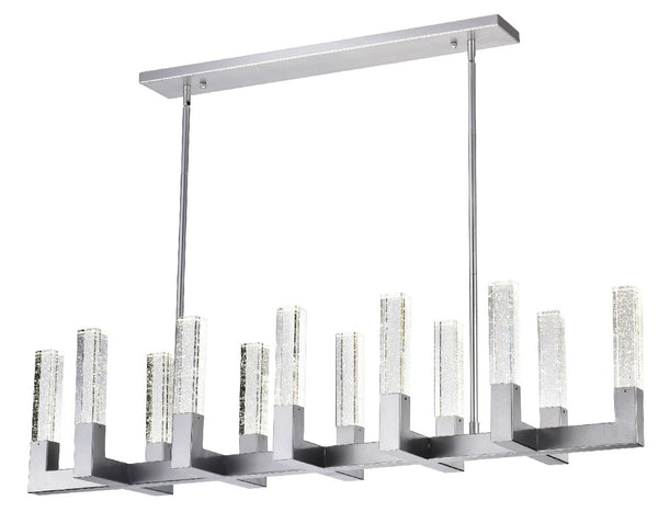 HomeRoots Silver Candle-Style Twelve-Light Chandelier with Dimmable Clear Shades for Elegant Home Illumination 558621