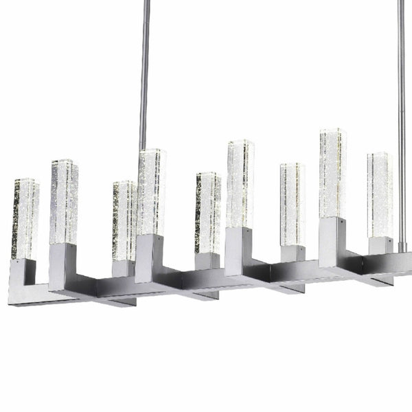 HomeRoots Silver Candle-Style Twelve-Light Chandelier with Dimmable Clear Shades for Elegant Home Illumination 558621
