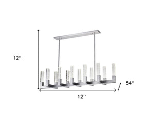HomeRoots Silver Candle-Style Twelve-Light Chandelier with Dimmable Clear Shades for Elegant Home Illumination 558621