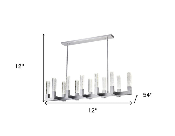 HomeRoots Silver Candle-Style Twelve-Light Chandelier with Dimmable Clear Shades for Elegant Home Illumination 558621