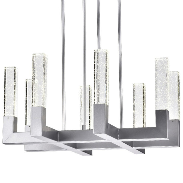 HomeRoots Silver Candle-Style Eight-Light Chandelier: Dimmable Elegance with Clear Shades for Any Space 558622