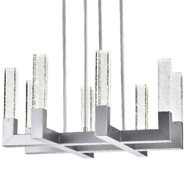 HomeRoots Silver Candle-Style Eight-Light Chandelier: Dimmable Elegance with Clear Shades for Any Space 558622