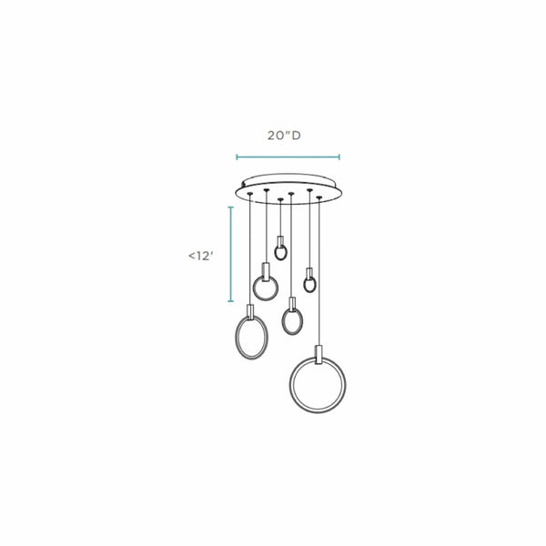 HomeRoots Black Geometric Chandelier - Six-Light LED Dimmable Fixture with Adjustable Height for Modern Spaces 558624