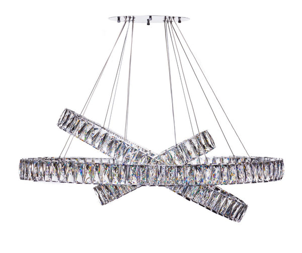 HomeRoots Silver Crystal LED Chandelier - Dimmable Three-Light Fixture for Modern Elegance in Any Room 558630